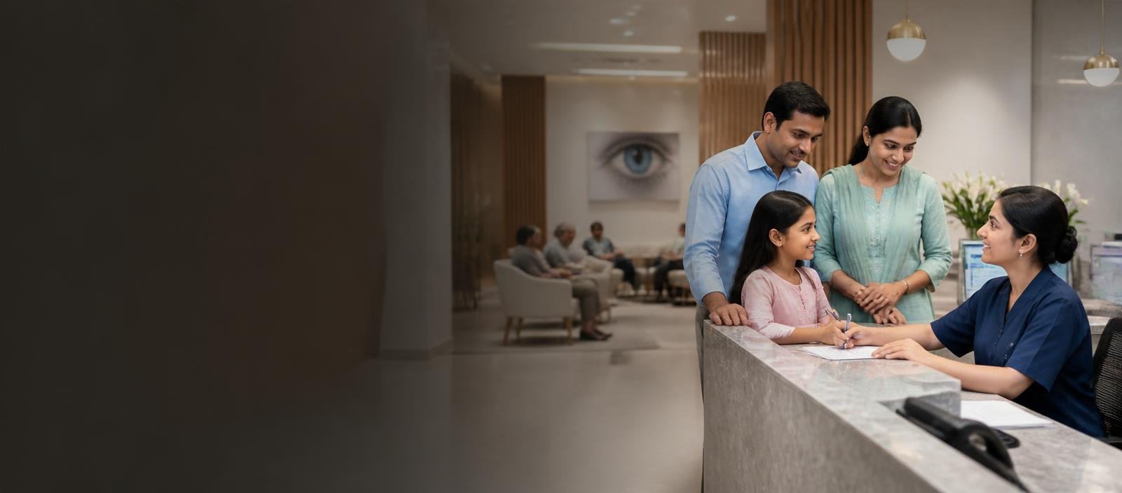 Patient support desk at a modern eye hospital