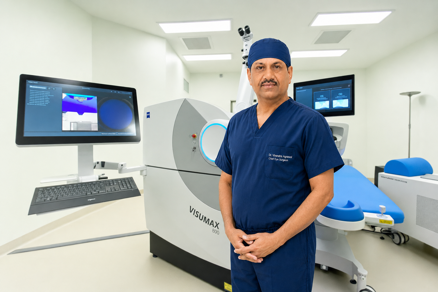 Dr. Virendra Agrawal with the ZEISS VISUMAX 800 laser system at Perfect Vision, Jaipur